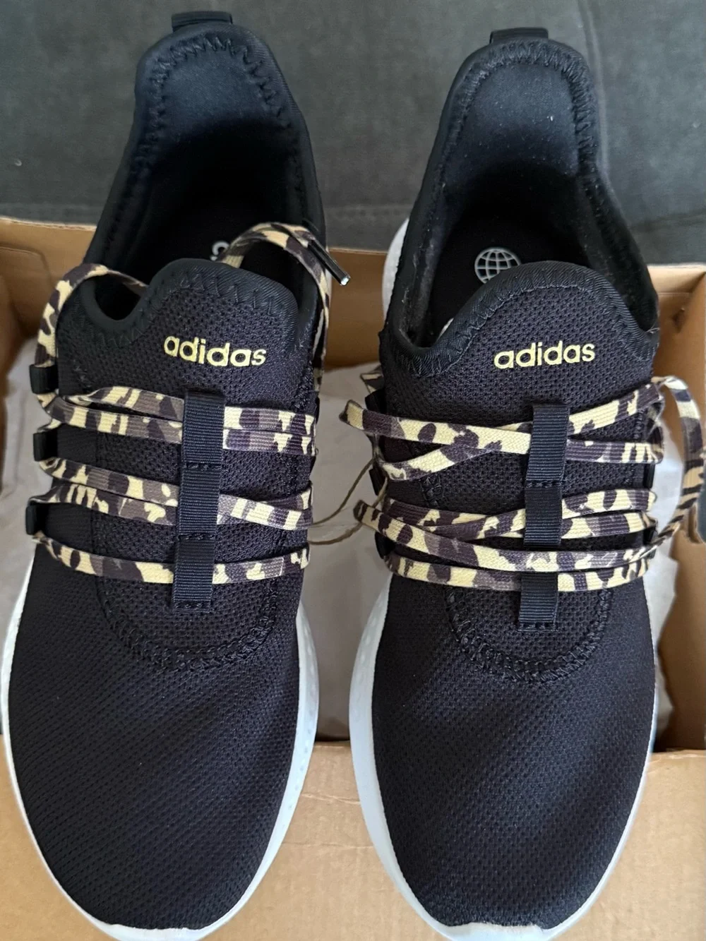 adidas Black Slip-On Sneaker with Leopard Print Laces